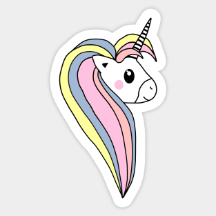 Cute Colorful Pink Unicorn Head with Pretty Mane Sticker